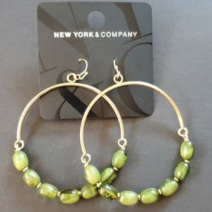 Gold and Green Hoop earrings